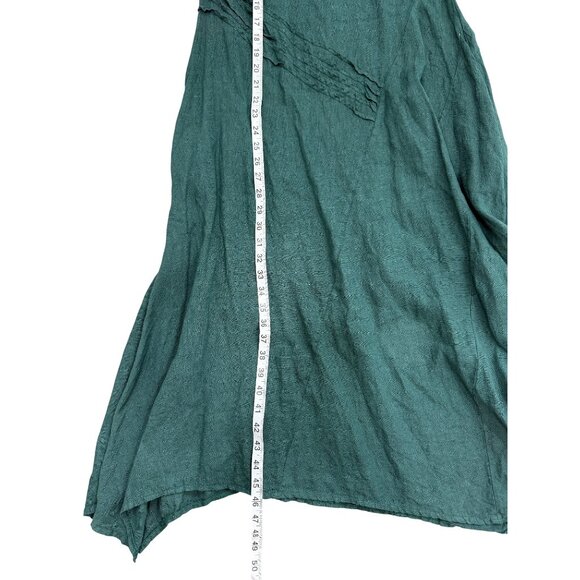 Inizio Linen Asymmetrical Maxi Dress Sleeveless Italy Emerald Green Women Size L - Picture 6 of 7